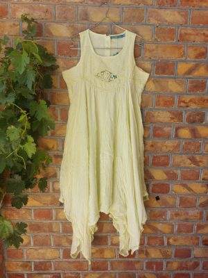 پیراهن نخی زنانه رنگ لیمویی