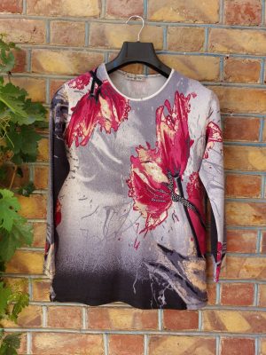 بلوز آستین بلند گل صورتی