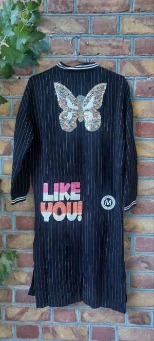 مانتو کتان مشکی پولک دوزی