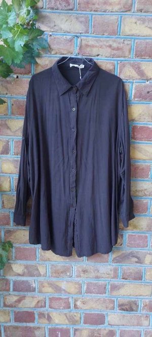 شومیز مانتویی نخی شسته شده قهوه ای