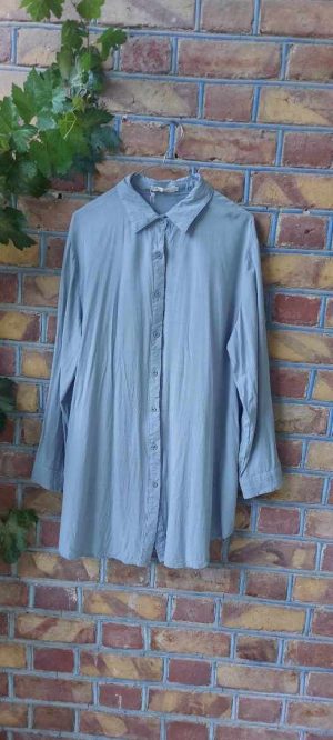 شومیز مانتویی نخی شسته شده طوسی