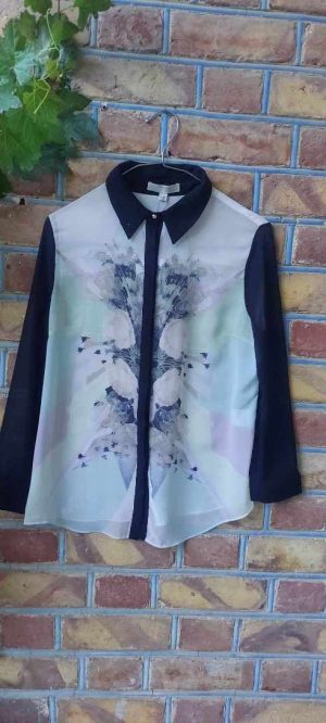 شومیز حریر گلدار مشکی